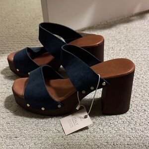 Blue Suede Women's Platform Sandals NEW